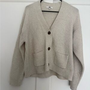 Uniqlo Cream Button-Up Cardigan
